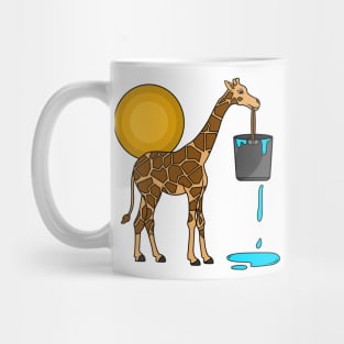 Cute giraffe with an overflowing bucket of water Mug